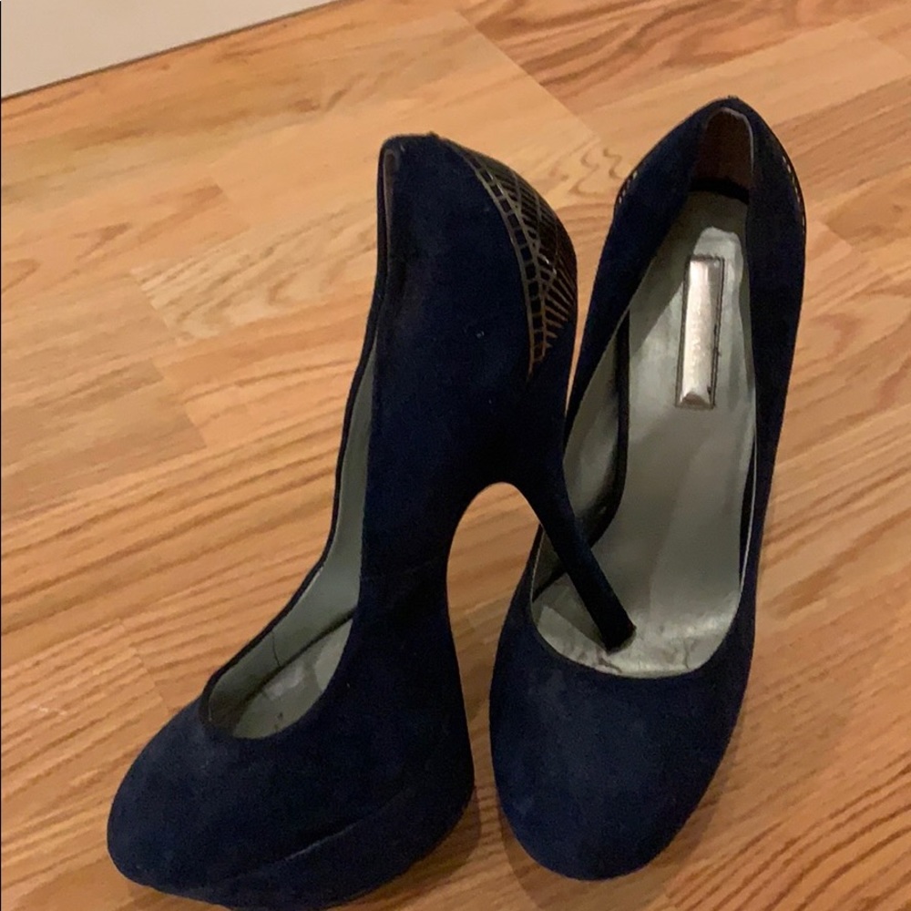 Blue suede stilettos!